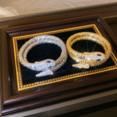 夸张形象高级感蛇形缠绕手镯闪钻复古轻奢手环 个性 欧美时尚 新款