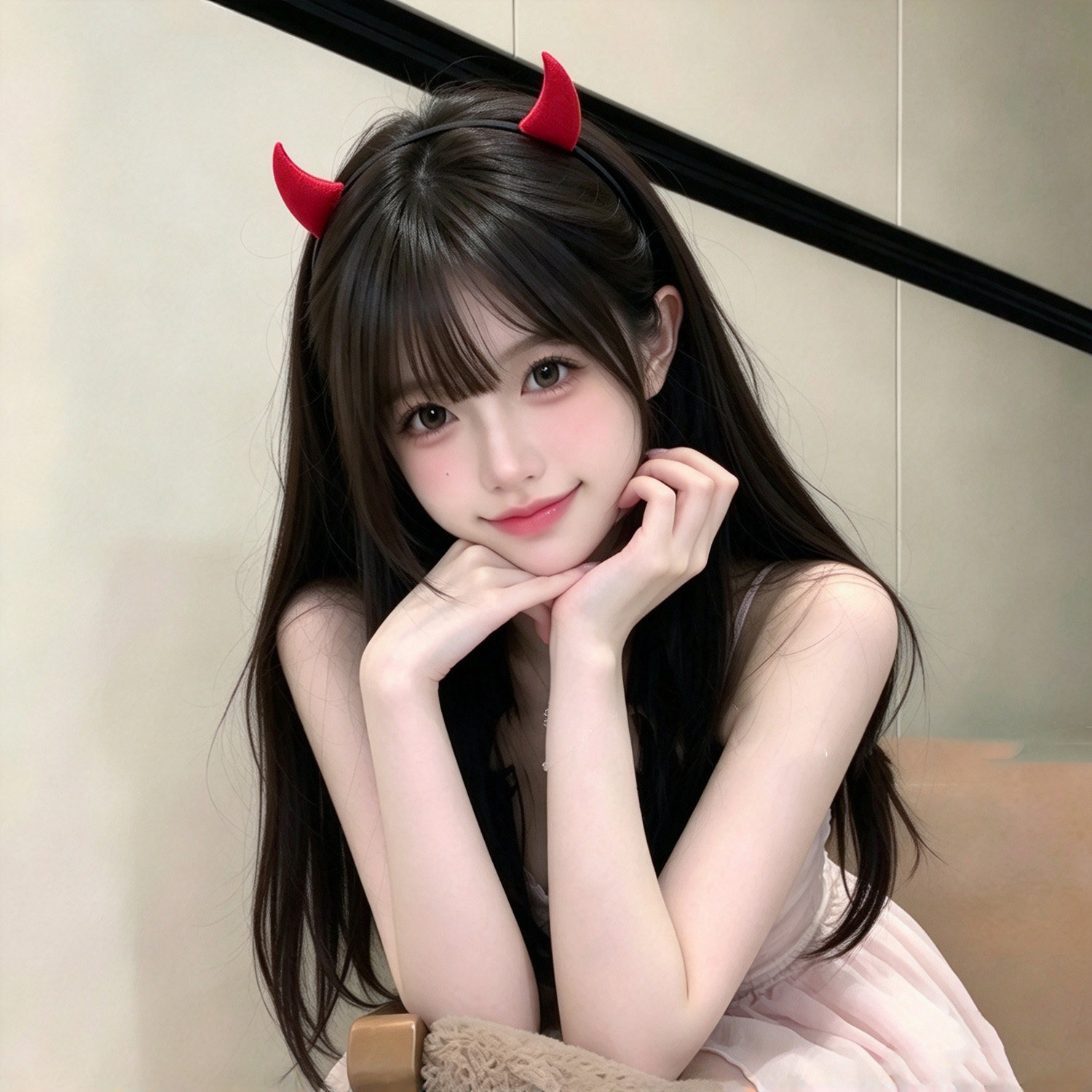 万圣节红色恶魔角发箍可爱少女牛角头箍暗黑哥特cos头饰装扮发饰