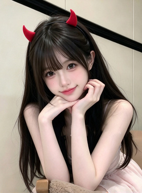 万圣节红色恶魔角发箍可爱