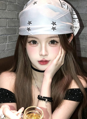 美式y2k辣妹星星图案头巾