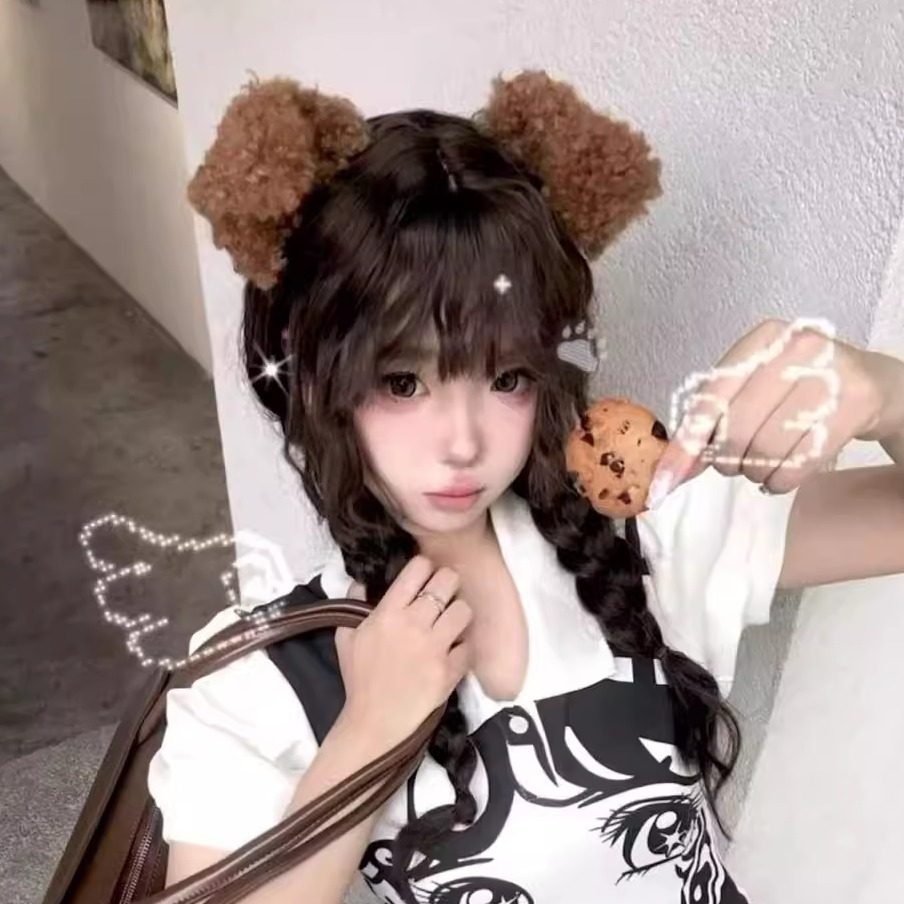 卡通可爱毛绒小狗耳朵发夹女甜美立体侧边刘海夹子头饰拍照发饰