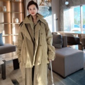 秋外套女款 高端大气上档次中长款 洋气宽松双层领漂亮冷淡系上衣潮