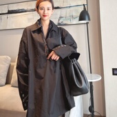 女高级感轻奢减龄洋气宽松大V领中长款 套头春款 2025新款 衬衫 女装