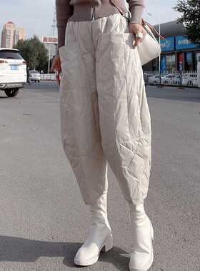 高端羽绒裤女2025年新款外穿时尚棉裤大兜宽松显瘦洋气欧货九分裤