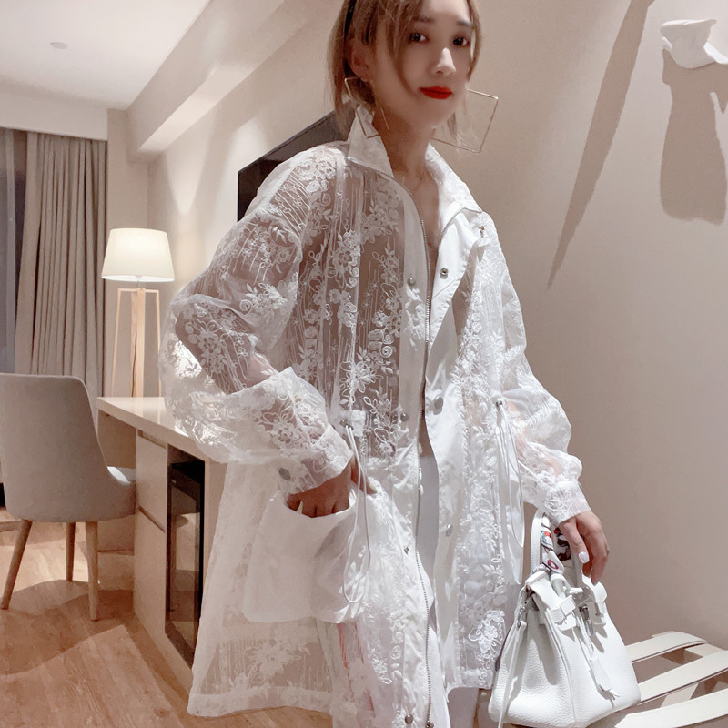 0百搭抽腰欧根纱透气衣潮外套