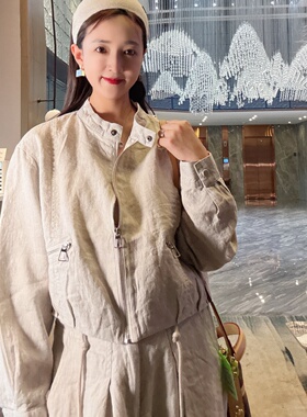 2026超火外套春款薄款洋气时髦高端女装短款巨好看的亚麻上衣女潮