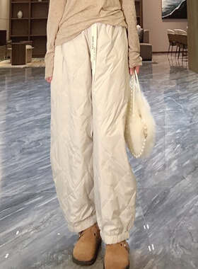 羽绒裤爆款2025新款洋气宽松束脚外穿欧货时尚白鸭绒裤子冬季洋气