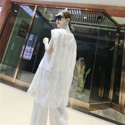 薄款百搭风绣花透明欧根纱马甲