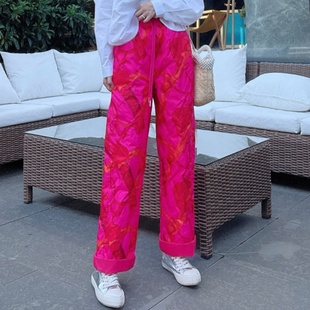 东北防寒羽绒裤外穿女2024冬季新款洋气直筒九分大花白鸭绒裤子潮