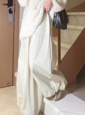 2025超火的裤子女款休闲裤宽松慵懒风可抽绳阔腿长款春秋爆款女裤