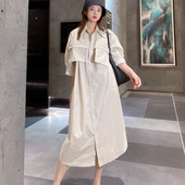 网红爆款 衬衫 连衣裙 高级感polo领欧货夏季 短袖 裙韩版 宽松休闲时尚