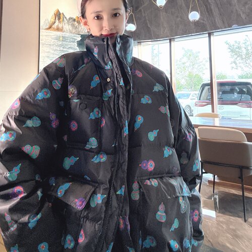 立领羽绒服女款冬季中长款宽松潮