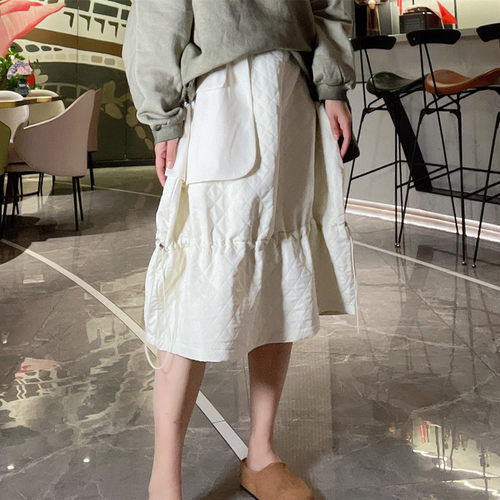 中长款网红菱格半身裙