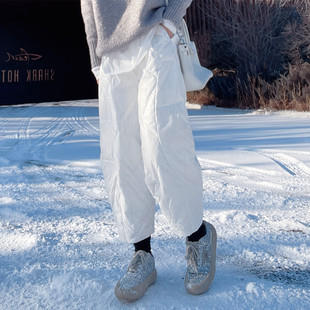 时髦八九分裤 女士羽绒裤 白鹅绒棉裤 新款 潮 外穿高级感洋气宽松冬季