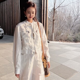 超火小众不撞款 薄款 特别漂亮掐腰气质女士上衣 春短款 亚麻外套女款