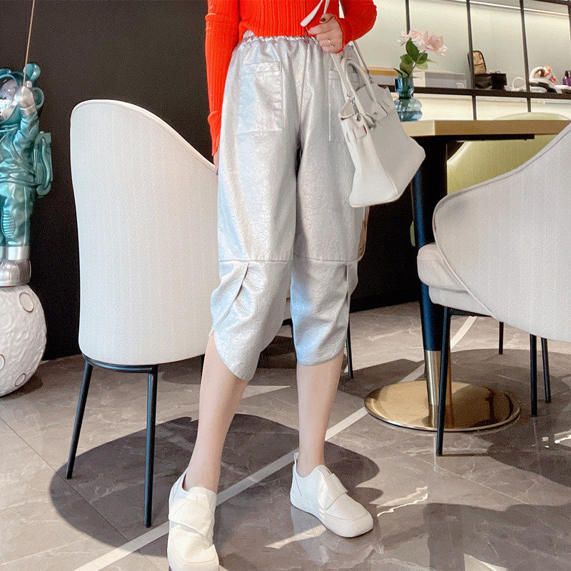 欧货2025新款女裤休闲时尚爆款炸街时髦网红皮裤PU皮七分裤秋季女,女装/女士精品,休闲裤,淘宝优惠券,粉丝福利购,淘宝优惠卷