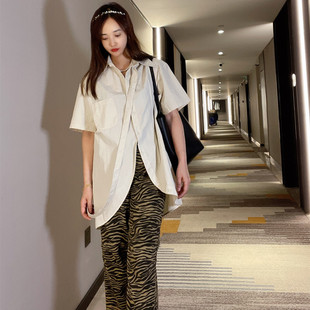 短袖衬衫女设计感小众短款宽松洋气夏季欧货网红衬衣2024年新款女