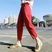 哈伦裤 潮时尚 女夏季 勾勾裤 裤 子女显瘦百搭小个子休闲萝卜裤 九分裤