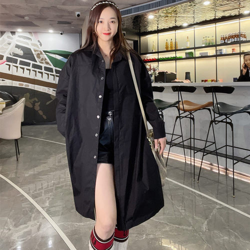 宽松休闲单排扣长袖棉布衬衫