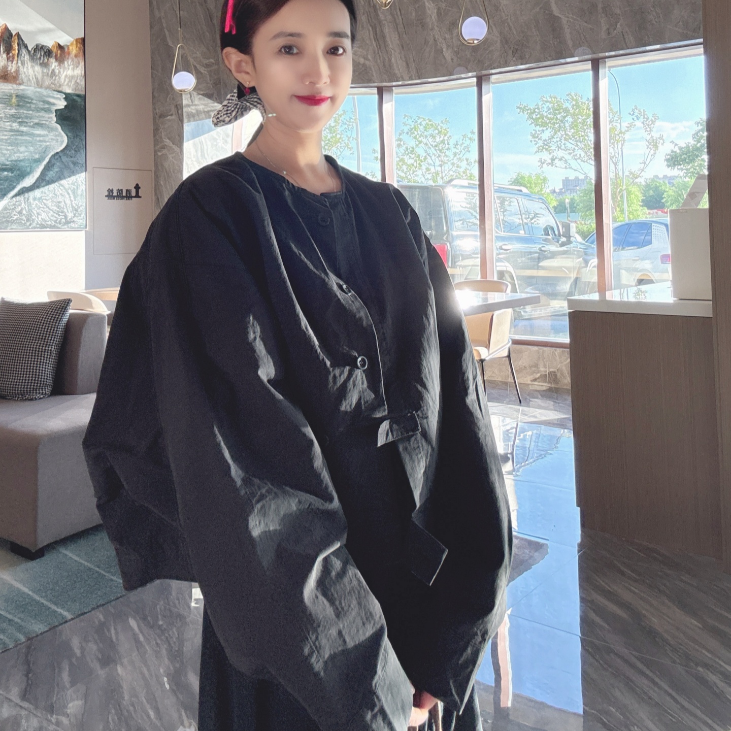 外套女款春秋季宽松圆领洋气百搭