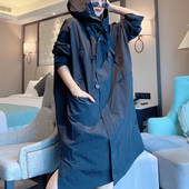 今年流行风衣女高级感时尚 减龄宽松高贵连帽休闲长款 过膝显瘦外套