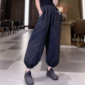 女2024新款 束脚菱格宽松九分洋气羽绒棉裤 女外穿时尚 高级羽绒裤 款