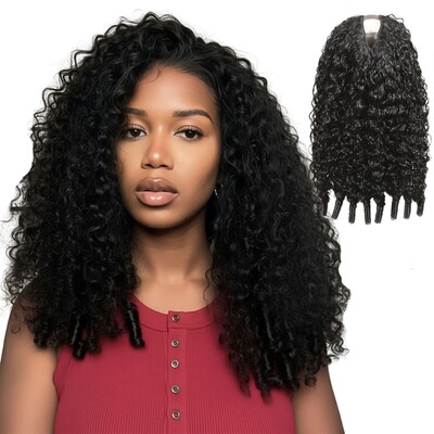 跨境真人发V Part Wig Human Hair Burmese Curly Glueless Wigs
