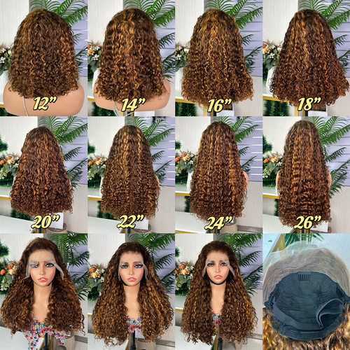 跨境女士5*5 sdd  water  P4/30# water wave lace frontal wig