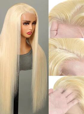 金色顺直直发前蕾丝半手工整顶假发头套blonde lace wig