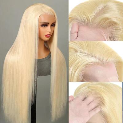 金色顺直直发前蕾丝半手工整顶假发头套blonde lace wig