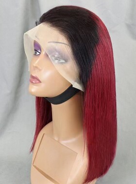 10A Brazilian 1B/99j Color Straight  Bob With 13*4 Lace