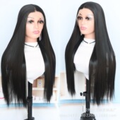 欧美假发彩色黑色长直发女前蕾丝中分化纤发套跨境厂家现货