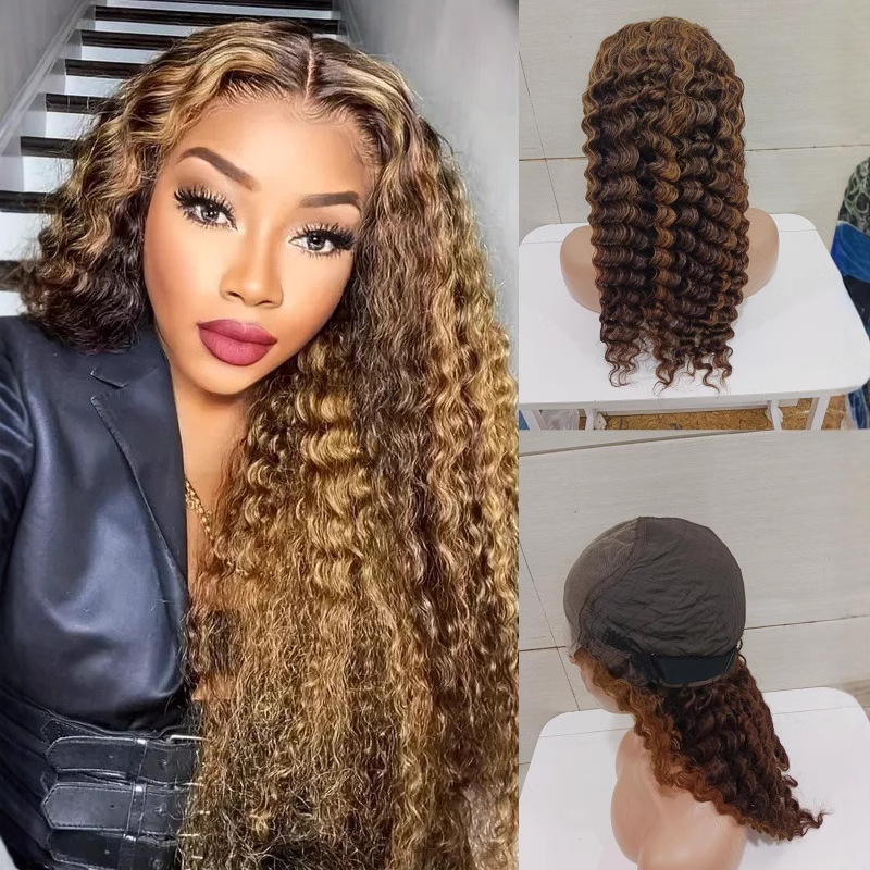 5*5 Lace Glueless Deep Wave Piano Color 200%density human