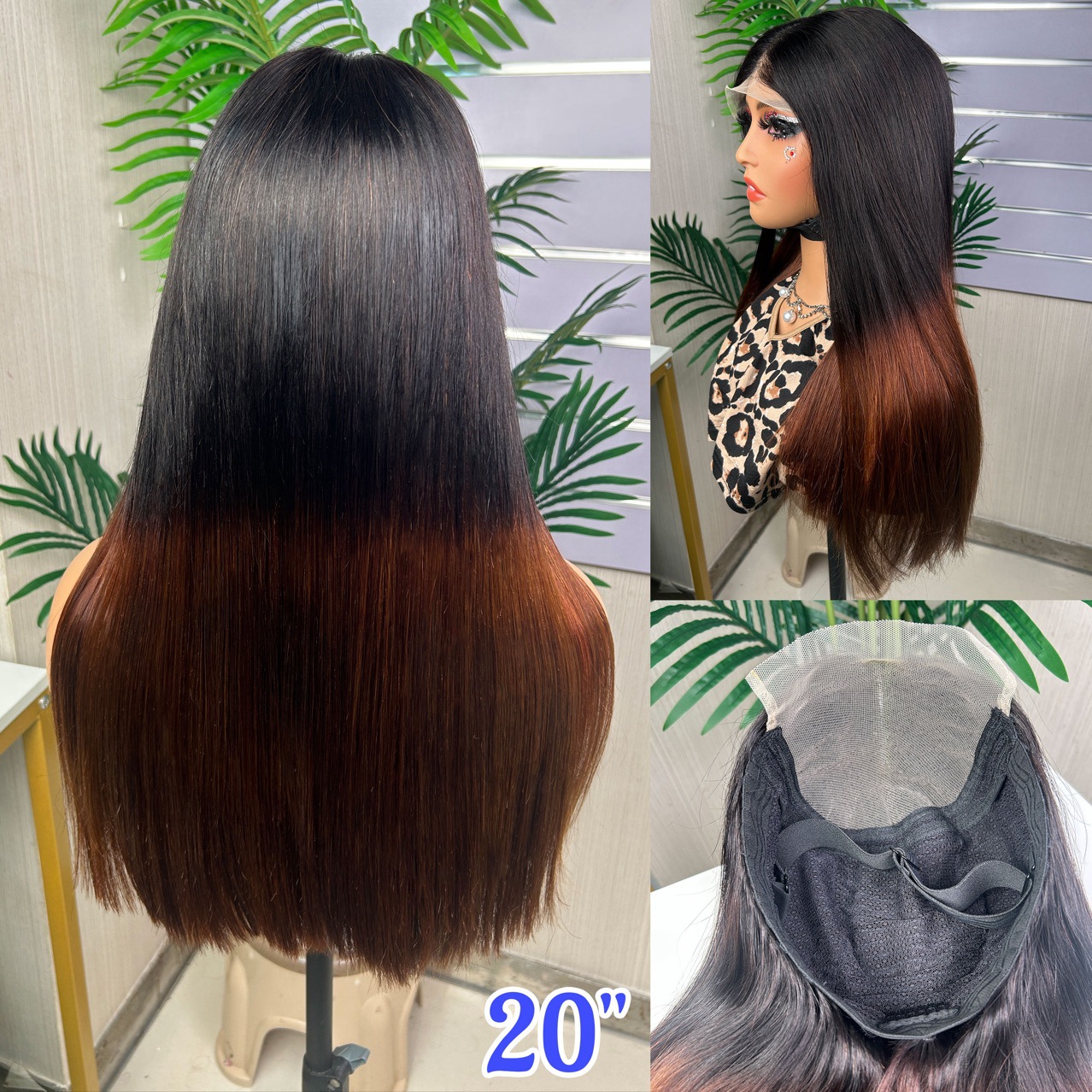 黑棕长直假发头套5×5 glueless SDD Straight wigs Double Drawn