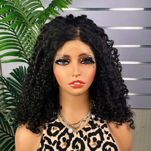 欧美外贸假发女士前蕾丝短卷发非洲小卷发 pixie curly wig 360
