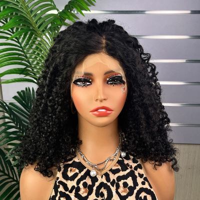 欧美外贸假发女士前蕾丝短卷发非洲小卷发 360 pixie curly wig