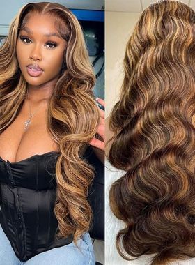 13*4HD transpat Omber highlight P4/27 color huamn hair wig