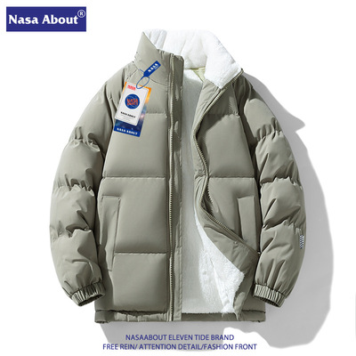 NASA2025新款羊羔绒棉服外套男冬装情侣冬季加绒加厚羽绒棉衣男款