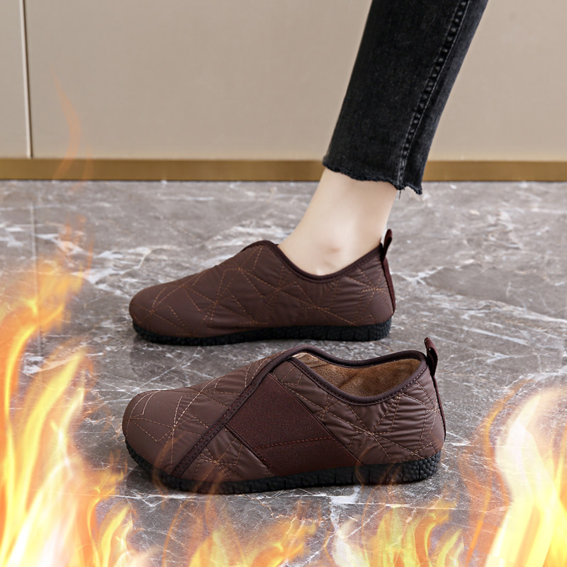 老北京二棉鞋女冬季2025新款一脚蹬加绒妈妈鞋平跟软底孕妇乐福鞋,女鞋,棉鞋,淘宝优惠券,粉丝福利购,淘宝优惠卷