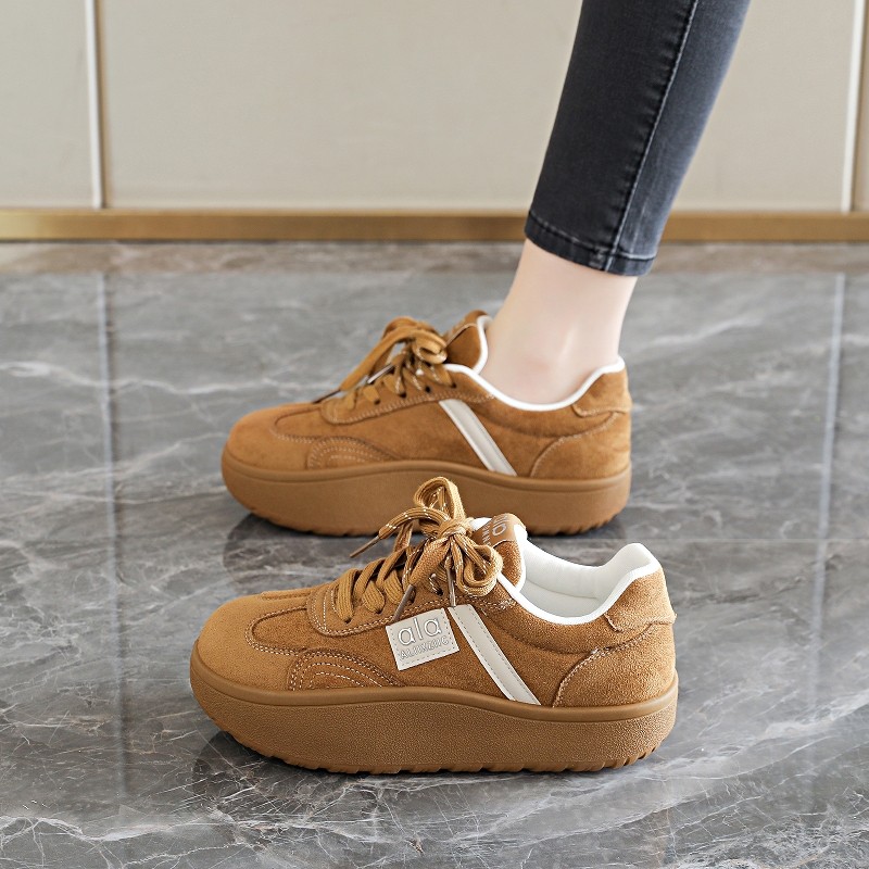 复古厚底德训鞋女2026春季新款反绒皮休闲板鞋面包鞋高中生运动鞋,女鞋,时尚休闲鞋,淘宝优惠券,粉丝福利购,淘宝优惠卷