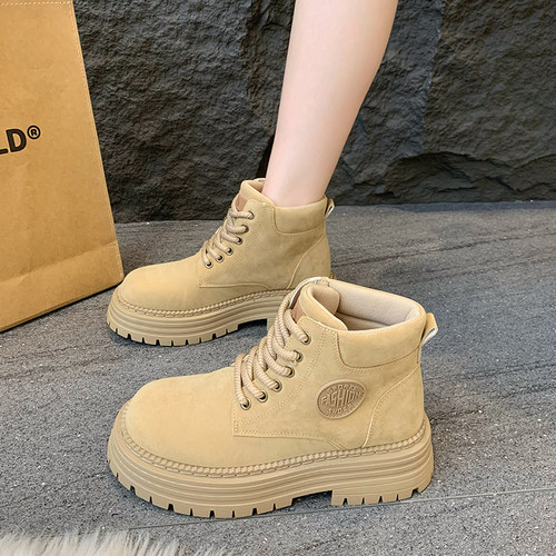 厚底马丁靴休闲工装机车靴百搭气质短靴英伦风时尚防滑百搭女鞋