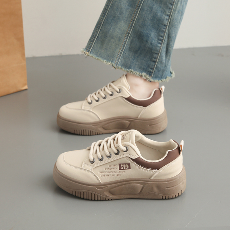 厚底百搭板鞋女2025秋冬季松糕休闲鞋轻便防滑久站不累脚运动鞋