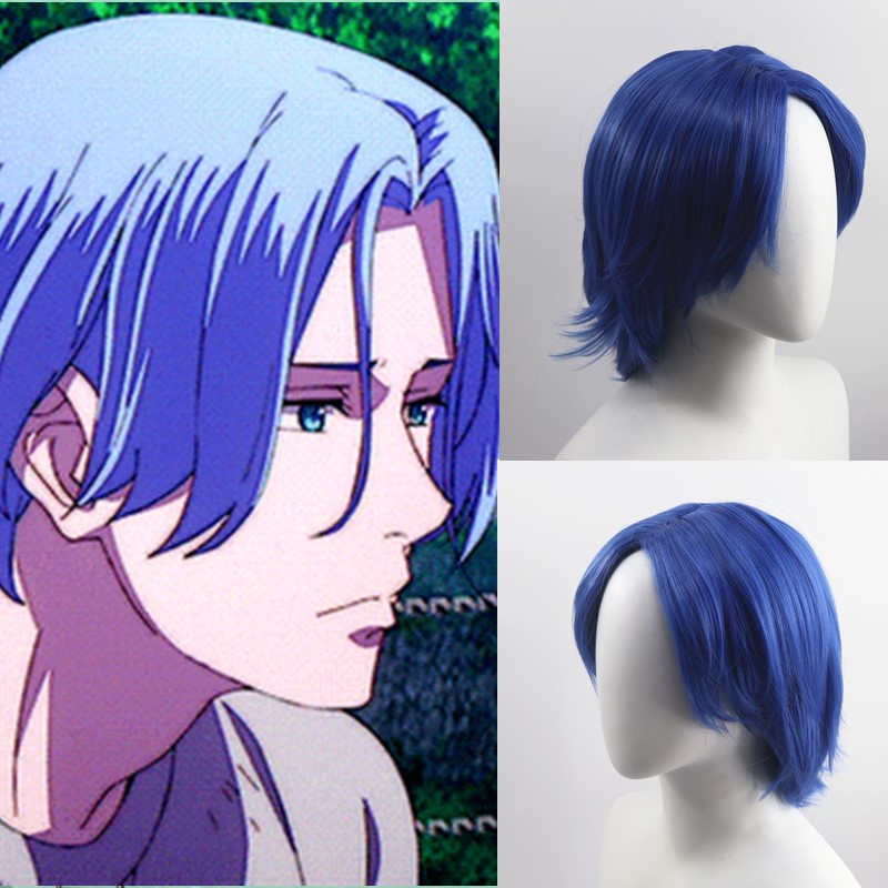 boom cos 假发无限滑板 兰加cosplay蓝色中分狼尾反翘万用假毛