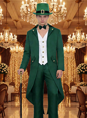 魔术师指挥服爱尔兰圣帕特里克节男士蒸汽燕尾服礼服套装