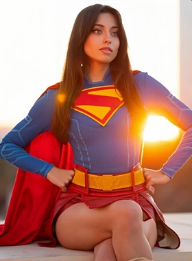 女超人cos服克拉克超女超级英雄紧身衣披风套装万圣节cosplay服装