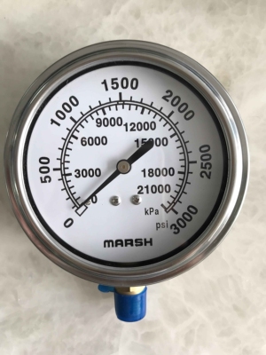 美国Marsh不锈钢压力表3寸100mm 3000PSI 160Psi 10000PSI NPT1/4