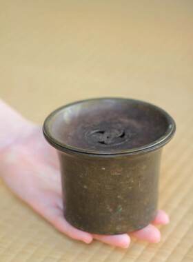 日本铜建水  带盖建水 水盂 渣斗 小铜建水 茶席小物