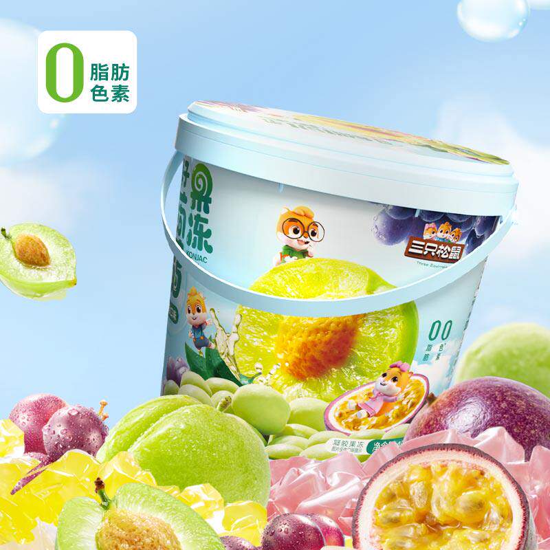 三只松鼠_桶装蒟蒻果冻混480g合味0脂解馋配酸奶零食出游儿童ss