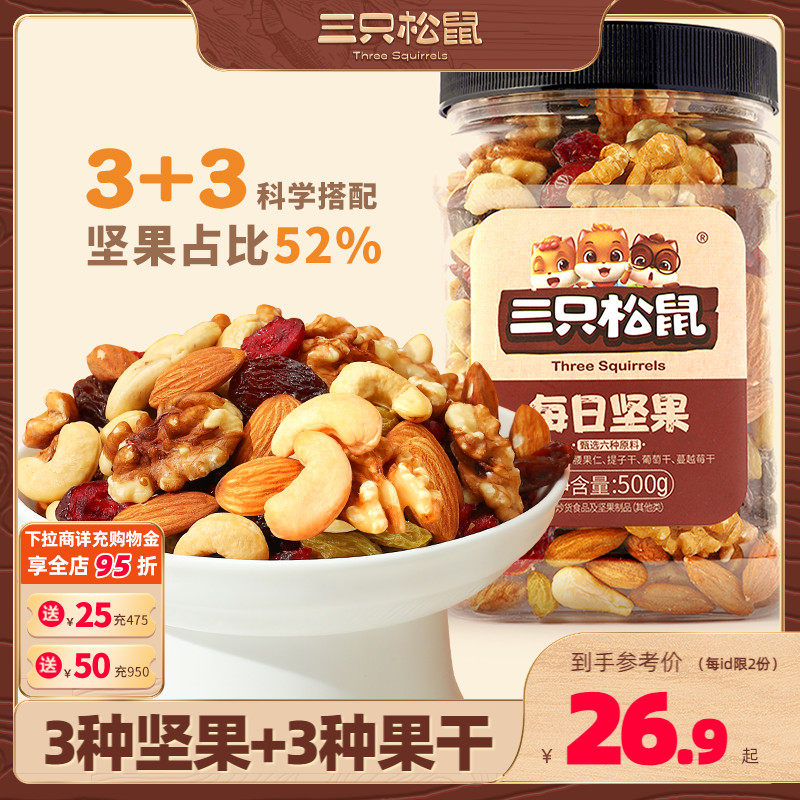 【三只松鼠_罐装每日坚果500g】孕妇健康休闲零食混合早餐整罐高性价比高么？