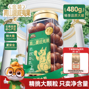 三只松鼠金装 坚果干果仁早餐休闲零食 高山夏威夷果480g大颗粒罐装